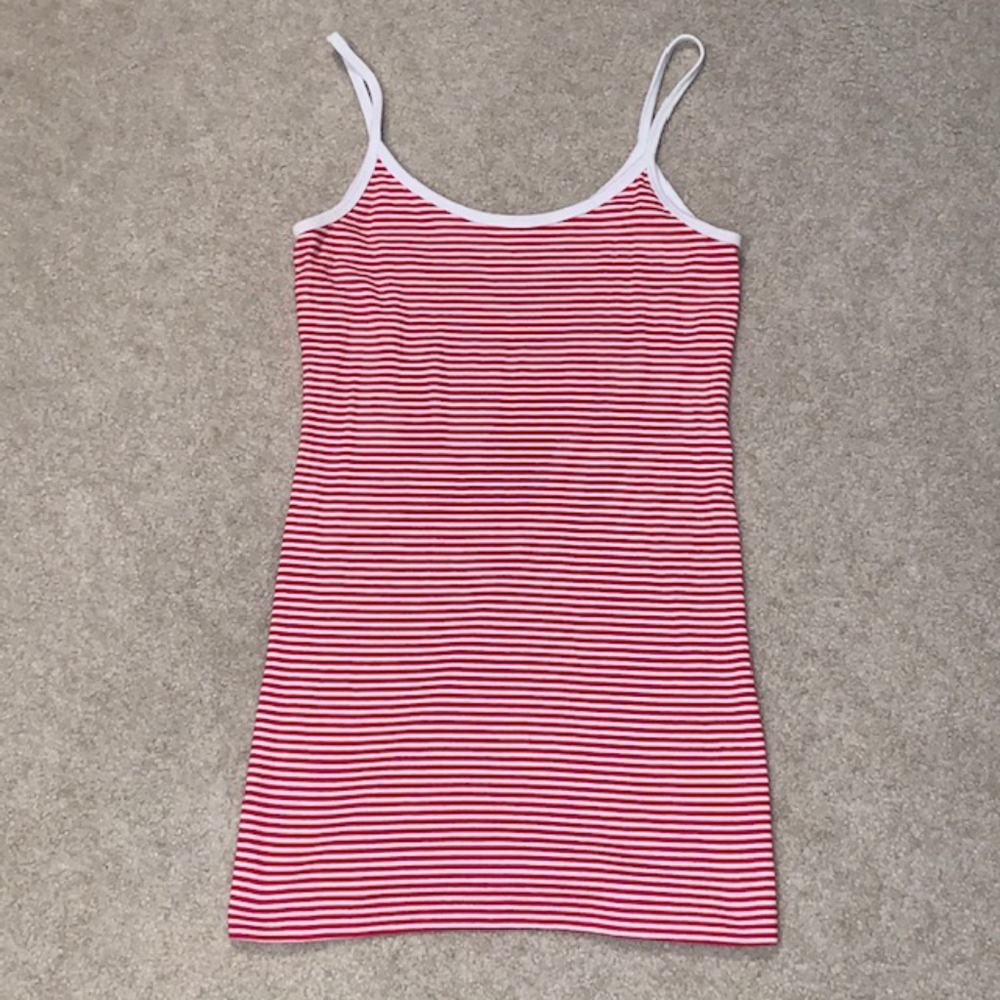 Banana Republic Red & White Striped Tank Top